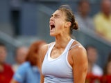Aryna Sabalenka celebrates winning the Madrid Open on May 6, 2023