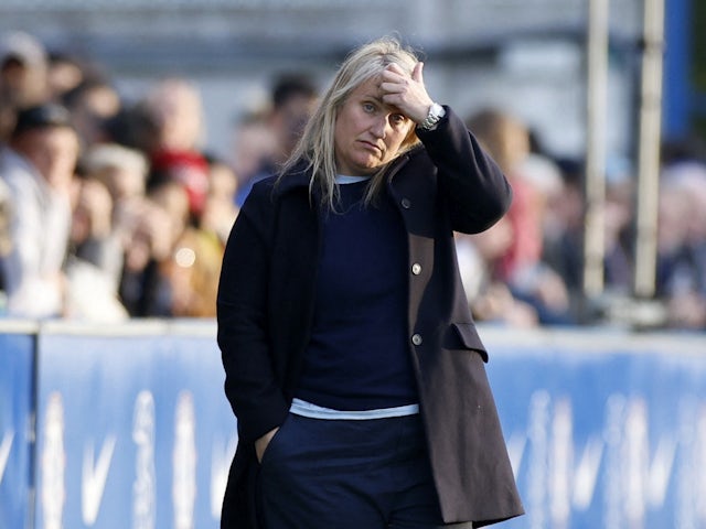 Chelsea Women manager Emma Hayes reacts on May 3, 2023