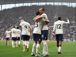 Harry Kane celebrates scoring for Tottenham Hotspur on May 6, 2023