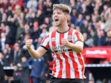 Sheffield United's James McAtee celebrates scoring their first goal on April 15, 2023