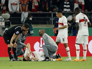 VfB Stuttgart's Konstantinos Mavropanos receives medical attention after  sustaining an injury on May 3, 2023 - Sports Mole