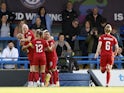 Liverpool Women's Emma Koivisto celebrates scoring their first goal with teammates on May 3, 2023