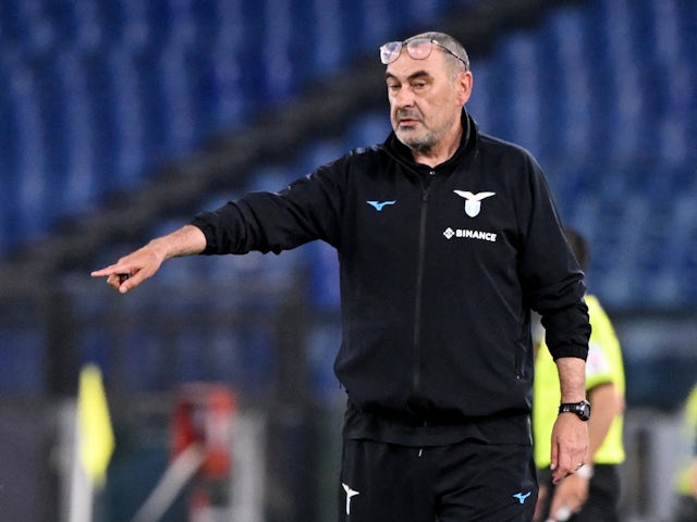 Lazio coach Maurizio Sarri reacts on May 3, 2023