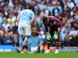 Manchester City's Nathan Ake goes down injured on May 6, 2023