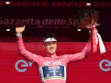 Remco Evenepoel celebrates winning stage one of the Giro d'Italia on May 6, 2023