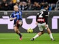 Inter Milan's Federico Dimarco in action with AC Milan's Davide Calabria on February 5, 2023