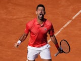 Novak Djokovic reacts at the Italian Open on May 14, 2023