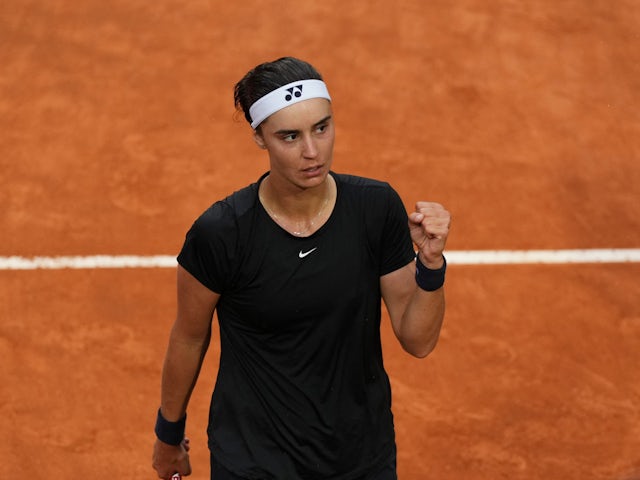 Anhelina Kalinina reacts at the Italian Open on May 19, 2023