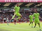 Manchester United's Casemiro celebrates scoring against Bournemouth on May 20, 2023