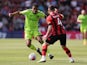 Manchester United's Anthony Martial in action with Bournemouth's Lewis Cook on May 20, 2023