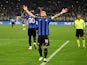 Inter Milan's Lautaro Martinez celebrates scoring their first goal on May 16, 2023