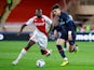 Monaco's Youssouf Fofana in action with Marseille's Leonardo Balerdi on November 13, 2022