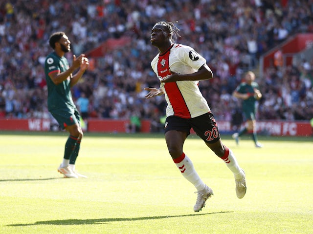 Southampton's Kamaldeen Sulemana celebrates scoring their second goal on May 28, 2023
