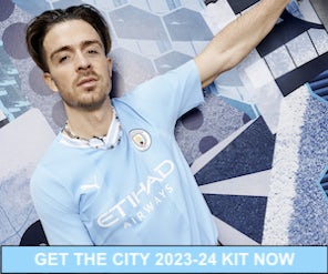 Man City 2023-24 kit with 'DJ Grealo'