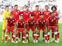 Tunisia Under-20s players pose for a team group photo before the match on May 22, 2023
