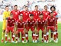 Tunisia Under-20s players pose for a team group photo before the match on May 22, 2023