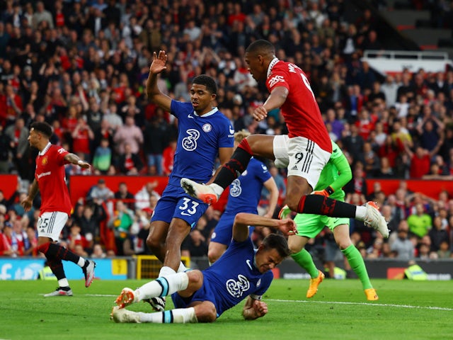 Manchester United's Anthony Martial scores against Chelsea on May 25, 2023