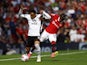 Manchester United's Fred in action with Fulham's Kenny Tete on May 28, 2023