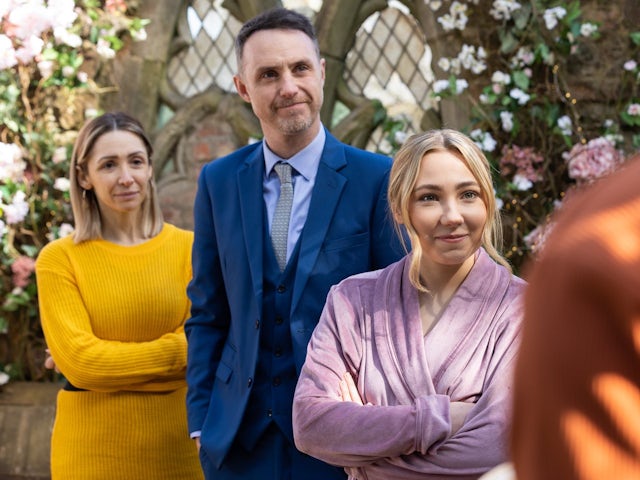 Donna-Marie, James and Peri on Hollyoaks on June 8, 2023