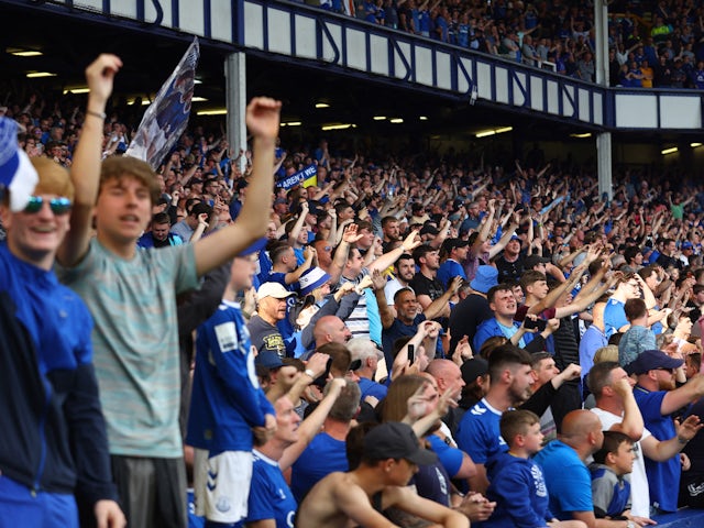 Everton fans celebrate after the match on May 28, 2023