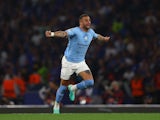 Manchester City's Kyle Walker celebrates after winning the Champions League on June 10, 2023