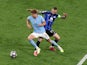 Manchester City's John Stones in action with Inter Milan's Marcelo Brozovic on June 10, 2023