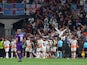 West Ham United's Jarrod Bowen celebrates scoring their second goal with teammates and fans on June 7, 2023