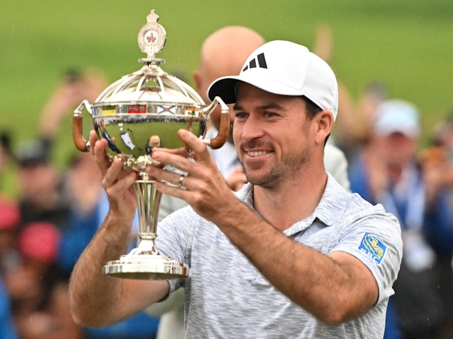 Nick Taylor celebrates winning the Canadian Open on June 11, 2023.