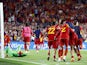 Spain celebrate winning the UEFA Nations League on June 18, 2023