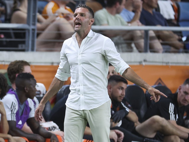 Houston Dynamo FC head coach Ben Olsen reacts during the first half on June 21, 2023
