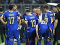 Bosnia and Herzegovina coach Faruk Hadzibegic talks to players during a break in play on June 20, 2023