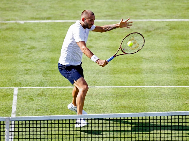 Dan Evans reacts at the Queen's Club Championships on June 19, 2023
