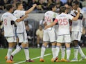 Vancouver Whitecaps forward Brian White (24) celebrates with teammates on June 24, 2023