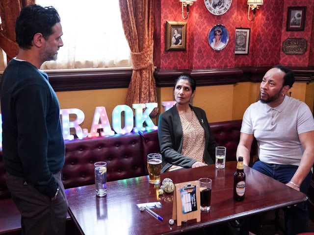 Nish, Suki and Mitch on EastEnders on June 20, 2023