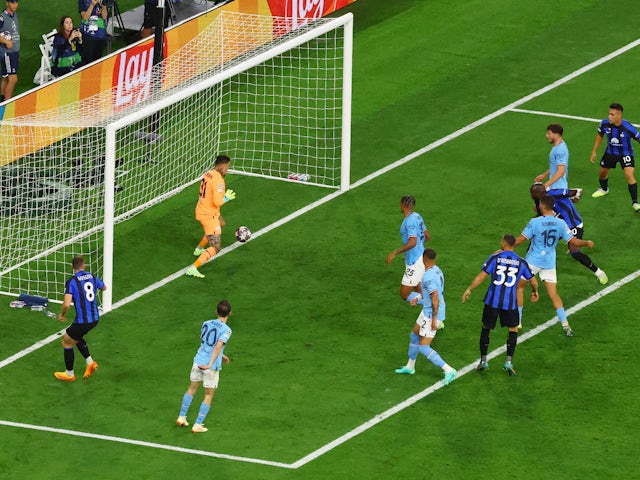 Manchester City's Ederson makes a save from Inter Milan's Romelu Lukaku on June 10, 2023