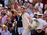 Andy Murray reacts at Wimbledon on July 7, 2023