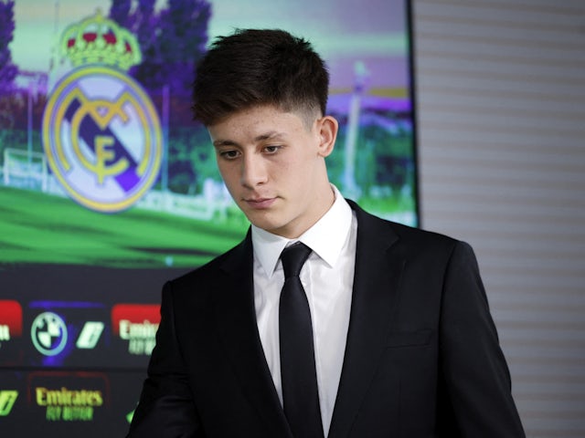 Real Madrid's new signing Arda Guler during his unveiling on July 7, 2023