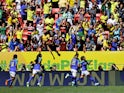 Brazil Women's Gabi Nunes celebrates scoring their first goal with teammates on July 2, 2023