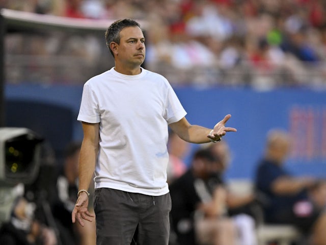FC Dallas head coach Nico Estevez during the game on July 4, 2023