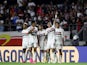 Sao Paulo's Luciano celebrates scoring their first goal with teammates on July 1, 2023