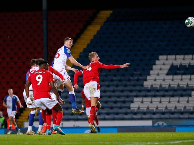 Blackburn Rovers' Scott Wharton scores their first goal on December 21, 2022