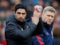 Arsenal manager Mikel Arteta and assistant Steve Round pictured in February 2020