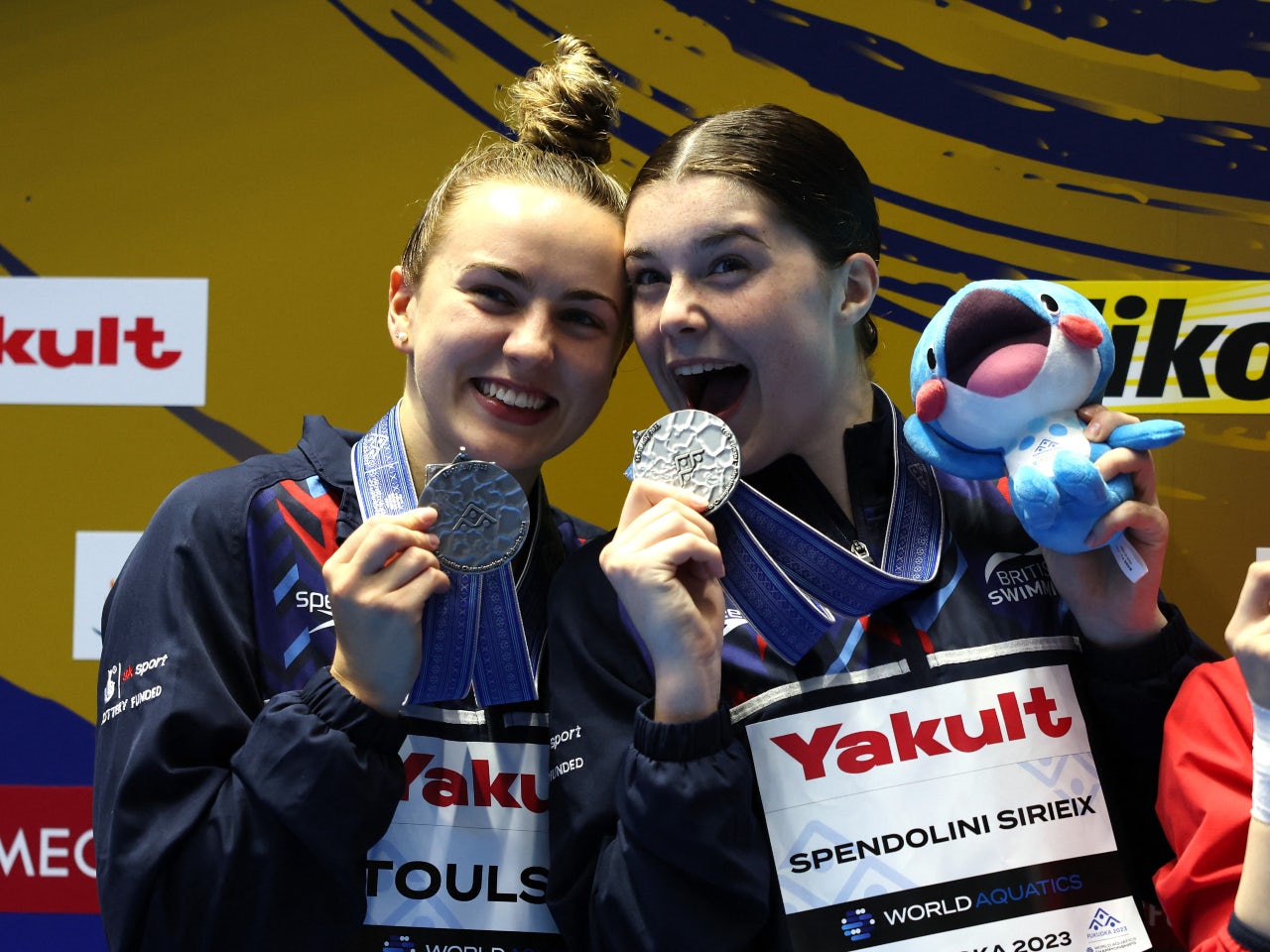 Silver medallists Britain's Andrea Spendolini-Sirieix and Lois Toulson