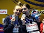 Silver medallists Britain's Andrea Spendolini-Sirieix and Lois Toulson pose with their medals on July 16, 2023
