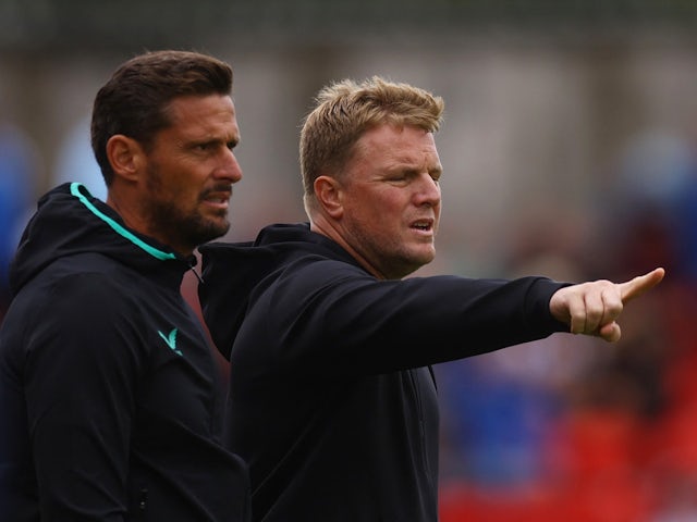 Newcastle United manager Eddie Howe and assistant manager Jason Tindall on July 15, 2023
