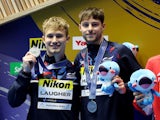 Great Britain's Jack Laugher and Anthony Harding pictured at the World Aquatics Championships on July 15, 2023