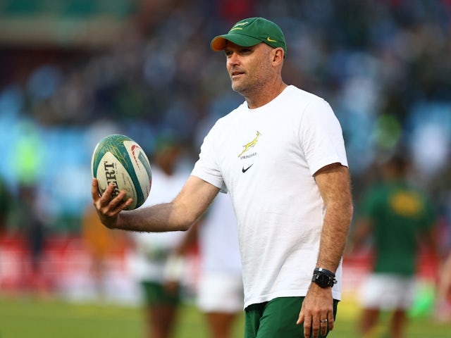 South Africa head coach Jacques Nienaber during the warm up before the match on July 8, 2023