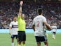 Vancouver Whitecaps defender Mathias Laborda (2) receives a red card on July 9, 2023
