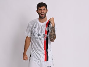 Pictured: Pulisic, Giroud model AC Milan 2023-24 away kit