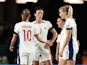 Norway's Ada Hegerberg, Caroline Graham Hansen and Ingrid Syrstad Engen look dejected after the match on July 20, 2023